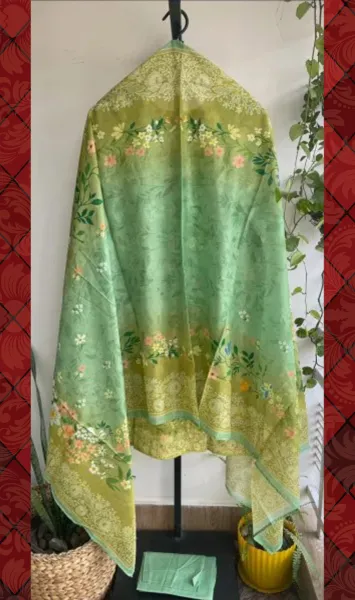 Pakistani Original Bin Saeed Cotton Chickankari Stitched 3Pcs_ Light Green 